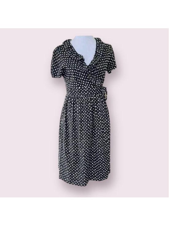 J. Crew Dresses & Skirts - J Crew Black Cream Polka Dot Silk Wrap Dress Medium